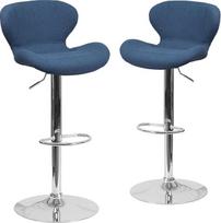"Flash Furniture Denville" medžiaginės baro kėdės Reguliuojamo aukščio išlenkta nugara ir chromuotas pagrindas 2 vnt.