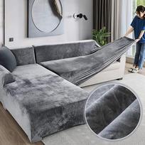 "Love House" aksominis pliušinis apsauginis užvalkalas, sofos, ištempiamas, metamas, minkštas, storas, skirtas L formos sofai, 1, 2, 3, 4 sėdimoms vietoms