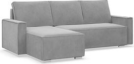 "Mebligo" - "Noto" kampinė sofa su miego funkcija ir lovos dėže, L formos, 231 cm pločio, kampinė sofa su miego funkcija, "Bonell" spyruoklių šerdis, universali sofa, pilka