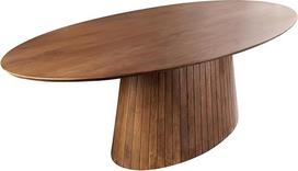 "Riess Ambiente Art Deco" ovalus valgomojo stalas - 220 cm - rudai rūkytas, iš mango medžio masyvo, su kolonos pagrindu Valgomojo stalas iš medžio masyvo