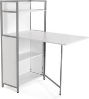 "Versa Blumenau" valgomojo stalas su lentyna, skirtas virtuvei, terasai, sodui ar valgomajam, sulankstomas stalviršis, 120 x 30 x 62 cm (V x D x Š), medis, PVC ir metalas, baltas