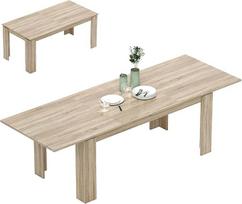 HOMCOM išskleidžiamas valgomojo stalas, 180-260 x 90 cm, virtuvės stalas 8-10 žmonių, modernus valgomojo stalas, ąžuolinis, pagamintas ES