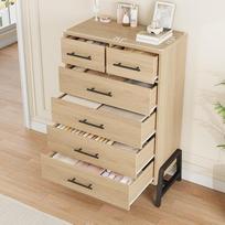 Komoda su 6 lentynomis, Vintage Sideboard Holz Schubladenschrank Buffet, Highboard Schubladenkommode für Schlafzimmer, Esszimmer, Wohnzimmer, Flur, 75 x 40 x 120cm