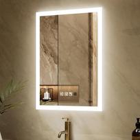 LED vonios veidrodis, makiažo veidrodis, sieninis, žmogaus indukcijos, "Bluetooth", apsaugantis nuo rūko, IP44 atsparus vandeniui + vertikalus ir horizontalus (50 x 70 cm)