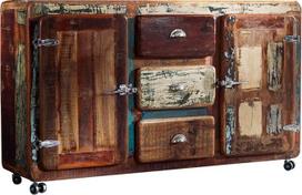 MASSIVMOEBEL24.DE FREEZY Solid Sideboard #07 - įvairiaspalvė, lakuota | Pagaminta iš regeneruotos medienos | 3 stalčiai - 2 durys | 40 x 150 x 90 cm | Komoda TV Sideboard Svetainės spintelė