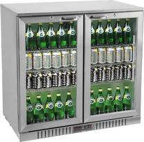 METRO Professional GBC3002S stiklinių durų šaldytuvas, nerūdijantis plienas / aliuminis / grūdintas stiklas, 6 reguliuojamos lentynos, automatinis atitirpinimas, 198 l, LED apšvietimas, sidabrinės spalvos, energijos vartojimo efektyvumo klasė: D