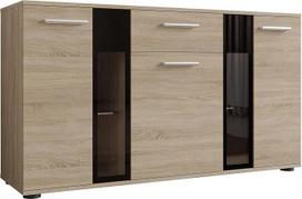 Mirjan24 Salsa komoda su stalčiais Highboard Sideboard spinta Natūralių tonų universali spinta Svetainės spinta Sideboard (be apšvietimo, Sonoma ąžuolas)