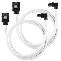 Corsair Premium Sleeved SATA cable angled, white 60cm – 2 pack