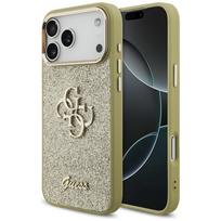 Guess Fixed Glitter Big 4G Metal Frame dėklas skirtas Apple iPhone 17 Pro Max aukso spalvos