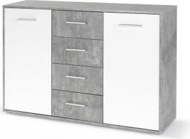 "Forte ANTUZA Sideboard 206", komoda su 4 stalčiais ir 3 durelėmis, kaimiškas stilius, medžio kompozitas, senovinis medžio dekoras, tamsiai pilka, 206,1 cm pločio x 86,3 cm aukščio x 41,6 cm gylio