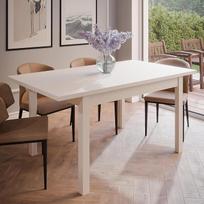 "Forte Oak SQUERE" valgomojo stalas 120 Elegantiškas išskleidžiamas medžio kompozito valgomojo stalas, kašmyro/smėlio spalvos, 120,4 cm (160,4) pločio x 76,6 cm aukščio x 80 cm gylio