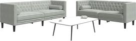 "Gecheer" 2 dalių "Chesterfield" sofos komplektas su pagalvėlėmis, šviesiai pilkas aksomas, šiuolaikinė sofa su minkštasuoliu svetainei, miegamajam, žaidimų kambariui3209291
