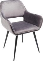 "Kare San Francisco" dizainerio krėslas pilkas aksomas Valgomojo kėdė Lounge Chair Elegantiška kėdė su porankiais Gyvenamasis kambarys Valgomasis 82 x 59 x 61 cm (H x Š x D)