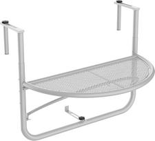 "Outsunny" balkono pakabinamas stalas Sodo stalas Reguliuojamo aukščio pusapvalis 30 cm skersmens metalinis lauko stalas Baltas L 60 x W 45 x H 50 cm