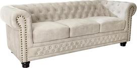 "Riess Ambiente Chesterfield" 3-vietė sofa 200 cm Velvet Šampaninė smėlio spalvos 3-vietė sofa su sagų dygsniais ir spyruokliniu branduoliu Velvetinė sofa Gyvenamasis kambarys Paminkštinta