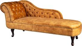"Riess Ambiente Chesterfield Récamière" 170 cm garstyčių geltonos spalvos aksomas su sagomis ir kniedėmis