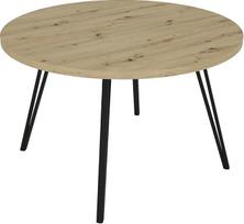 byLIVING "Marta" valgomojo stalas / Apvalus stalviršis "Artisan Oak" / Metalinis rėmas matinės juodos spalvos / Virtuvės stalas iki 5 asmenų / D 120 cm / H 76 cm