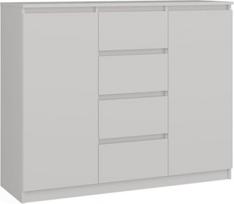 CDF komoda balta 2 durys 4 stalčiai Komodos ir bufetai Siaura komoda 97 cm aukščio 97 cm aukščio komoda gyvenamajame kambaryje 40 x 70 x 97 cm, skirta miegamajam, kabinetui, prieškambariui
