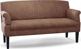 CAVADORE Malm 3 vietų virtuvinė sofa Odinis suolas su reguliuojamomis porankių dalimis, spyruokliniu šerdimi ir moderniais kontrastiniais dygsniais 182 x 97 x 78 cm Mikropluoštas, šviesiai rudas