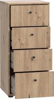 FORTE Tempra 2 komoda su 4 stalčiais, inžinerinė mediena, "Artisan" ąžuolo stiliaus, 38,6 x 85,5 x 34,8 cm (plotis x aukštis x gylis)