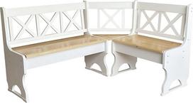 koma Pušies kampinis suolas iš medžio masyvo "Eco White" / dažyta pušis (120 x 180)