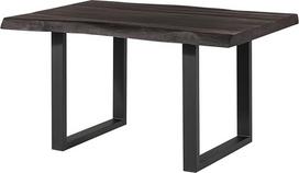 MASSIVMOEBEL24.DE "Freeform 5" - medžio stalas iš mango medienos - pilkai lakuotas | + antracito matinio atspalvio "U-Legs" | 140 x 90 x 77 cm | Medžio masyvo stalas Medžio krašto stalas Valgomojo stalas