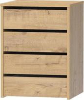 MUEBLES PITARCH komoda 4 stalčių komoda Miegamojo biuro interjero spintelė Kambrijos ąžuolas 63,5 x 46 x 45 cm (V x Š x G)