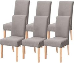 papasgix Valgomojo kėdžių dangteliai Spandex Aukštos nugaros Slipcovers Stretch Removable Washable Valgomojo kėdžių dangteliai Kėdžių apsauga Valgomojo kambarys Viešbutis Ceremonija rinkinys 6