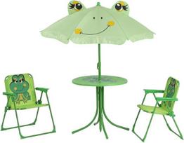 Siena Garden Froggy 672614 Vaikų sodo rinkinys, kurį sudaro 2 sulankstomos kėdutės / 1 stalas / 1 skėtis