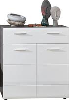 trendteam smart living - "Line" - Komoda - dūmų sidabro/balto blizgesio - batų skrynia, kurioje telpa 12 porų batų - (plotis x aukštis x gylis) 80 x 87 x 35 cm - blizgios chromo rankenos - atspari įbrėžimams
