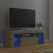 TV spintelė su LED apšvietimu, Sonoma ąžuolas, 120 x 35 x 40 cm, pramogų centro spintelė, TV spintelė, HiFi spintelė, Stereo spintelė, TV spintelė, svetainės baldai, namai, patalpų laikymo komoda