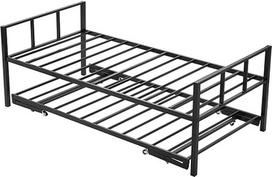 VEVOR Twin dydžio dienos lovos rėmas Dienos lovos rėmas Dviaukštė lova su lagaminu lovos platforma lovos rėmas Sofa lova (400 svarų apkrovos pajėgumas) su metaliniu skersiniu palaikymu gyvenamajame kambaryje Miegamasis Svečių kambarys Juoda