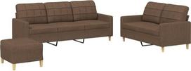 vidaXL Sofos komplektas 3 dalių fotelis Kėdė su pagalvėle Kojinė sofa Svetainės sofa su porankiais Sofos komplektas Dizainerių sofos sėdimieji baldai Minkšti baldai Rudas audinys