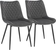 Woltu® 2 valgomojo kėdžių komplektas, virtuvės kėdės, minkštos kėdės, svetainės kėdės su atlošu, aksomine sėdyne, metalinėmis kojomis, rudos spalvos