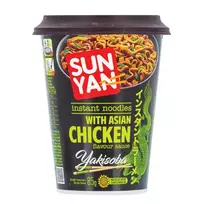 Greitai paruošiami Makaronai Sun Yan yakisoba su azijietiškos vištienos skonio padažu, indelis