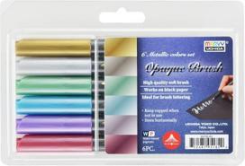 MARVY rašikliai teptukiniu galiuku Opaque Brush #4700-6V Metallic, 6 vnt.