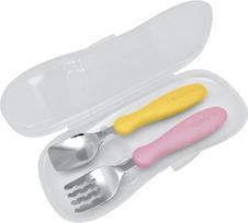 Stalo įrankiai EDISONmama, nuo 18 mėn. su dėklu MANGO/PEACH, KJ2833