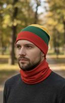 Dvisluoksnis medvilninis trispalvis komplektas – kepurė ir kaklo mova vyrams, moterims ir vaikams