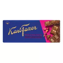 Pieninis šokoladas KARL FAZER su razinomis ir lazdyno riešutais, 180 g