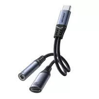 Joyroom SY-C02 2-in-1 DAC adapter, USB-C to USB-C | 3.5 mm mini-jack - black