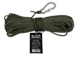 Black Magnet 4 mm x 30 m Paracord virvė neodimio paieškos magnetui