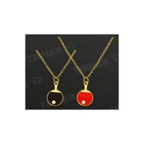 TIBHAR Red/Gold Grandinėlė su pakabuku - mini stalo teniso raketė su perle