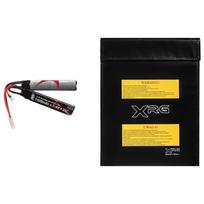 ASG Li-Po baterija 7.4 V 1300 mAh + didelis apsauginis maišelis - rinkinys
