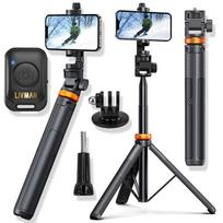 Asmenukių lazda ("Selfie sticks") LIVMAN LAKM-001 - daugiafunkcis asmenukių lazdas ir trikojis su nuotolinio valdymo pultu, 1,49m