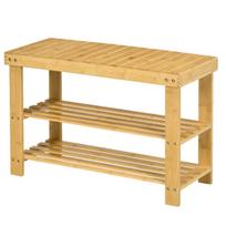 Batų suoliukas iš bambuko su 3 lentynomis, vieta 6 poroms, 70×28×45 cm, 1 vnt
