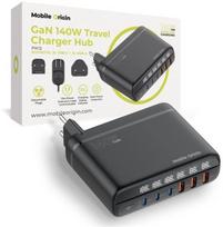 Mobile Origin GaN 140W Ceļojumu lādētāja centrs PW12 EU/UK/US, 3x USB-C + 3x USB-A | MO-CH140-PW12 | 8594215994725