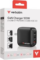 Įkroviklis Verbatim Mini GaN 100W 2xUSB-C PD/1x USB-A QC Black (32230) | 023942322306 | 023942322306