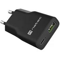 Natec Ribera GaN Slim 20W USB-A USB-C czarna NUC-2377