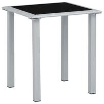 vidaXL Sodo stalas, juodas/sidabrinis, 41x41x45cm, plienas ir stiklas