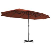 Lauko skėtis su aliuminio stulpu vidaXL, 460x270 cm, oranžinės spalvos, Oranžinė